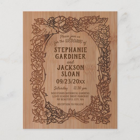 Budget rustieke laser gesneden vogel bloemenbruilo (Voorkant)