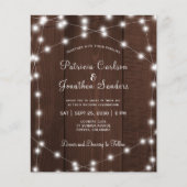 Budget rustieke lichten hout bruiloft uitnodiging (Voorkant)