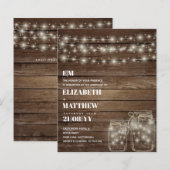 Budget Rustieke Lichten Mason Potten Trouw Uitnodi (Voorkant / Achterkant)