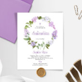 Budget Rustieke Lila Bloemen Dedication Invitation