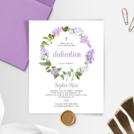 Budget Rustieke Lila Bloemen Dedication Invitation