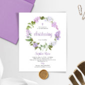 Budget Rustieke Lila Bloemen Doopuitnodiging