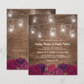 Budget Rustieke Mason Jar Bloemige Trouw Uitnodigi (Voorkant / Achterkant)