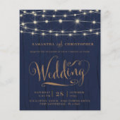 Budget Rustieke Navy String Lights RSVP Bruiloft (Voorkant)