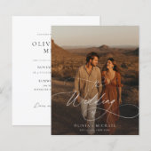 Budget Rustieke Script Boho Foto Huwelijksuitnodig (Voorkant / Achterkant)