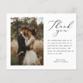 Budget rustieke script bruiloft foto dank u kaart (Voorkant)