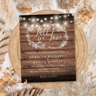 Budget rustieke string licht val bruiloft uitnodig