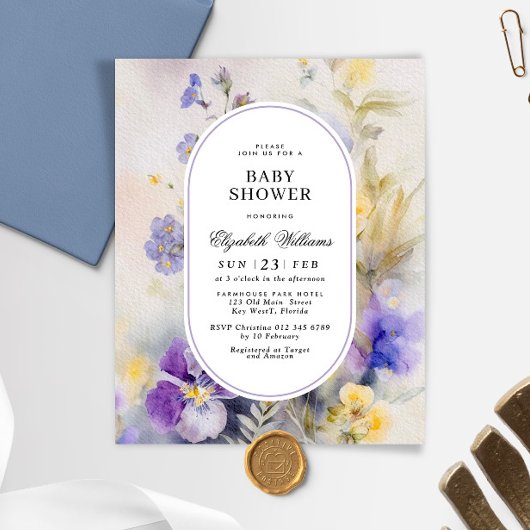 Budget Rustieke Waterverf Baby shower Invitation