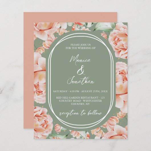 Budget rustieke Waterverf bloemensalie blozen brui (Voorkant / Achterkant)