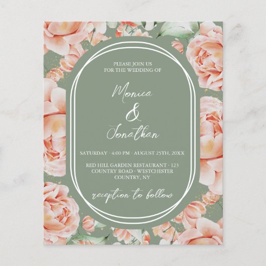 Budget rustieke Waterverf bloemensalie blozen brui (Voorkant)