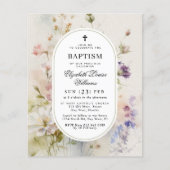 Budget Rustieke Wildbloemen Baptisme uitnodiging (Voorkant)