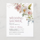 Budget Rustieke Wildbloemen Bruiloft Douche uitnod (Voorkant)