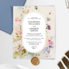 Budget rustieke Wildbloemen bruiloft uitnodiging