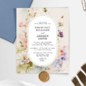 Budget rustieke Wildbloemen bruiloft uitnodiging