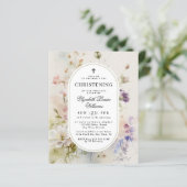Budget rustieke Wildbloemen doopuitnodiging (Staand voorkant)