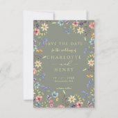 Budget Rustieke Wildflower Wijze Foto Huwelijk Save The Date (Voorkant)