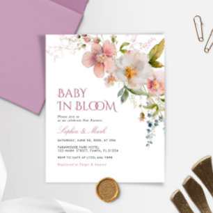 Budget Rustieke Wildflowers Baby in Bloom Uitnodig