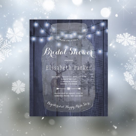 Budget rustieke winter bruidsdouche uitnodiging flyer
