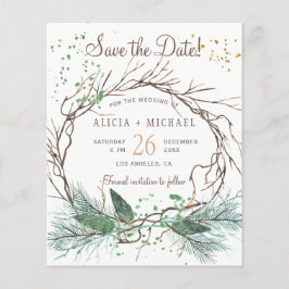Budget rustieke winter bruiloft FOTO save the date