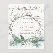 Budget rustieke winter bruiloft FOTO save the date Flyer (Voorkant)