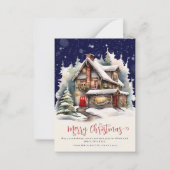 Budget rustieke winter foto Vrolijk kerstfeest Notitiekaartje (Voorkant)