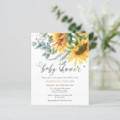 Budget Rustieke Zonnebloem Baby shower Invitation (Staand voorkant)