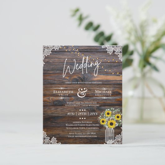 BUDGET Rustieke Zonnebloem Baby's Adem Trouw Uitno (Staand voorkant)