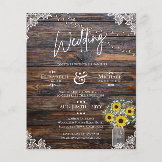 BUDGET Rustieke Zonnebloem Baby's Adem Trouw Uitno (Voorkant)