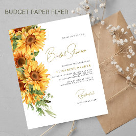 Budget rustieke zonnebloem bruidsshower uitnodigin flyer