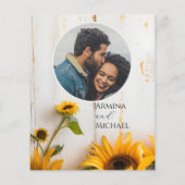 Budget Rustieke Zonnebloem Huwelijk Save the Date (Achterkant)