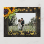 Budget rustieke zonnebloem trouwdag save the date (Voorkant)