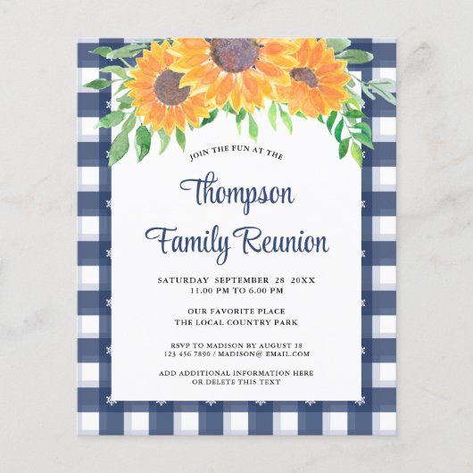 Budget Rustieke Zonnebloemen Gezinsreünie (Voorkant)