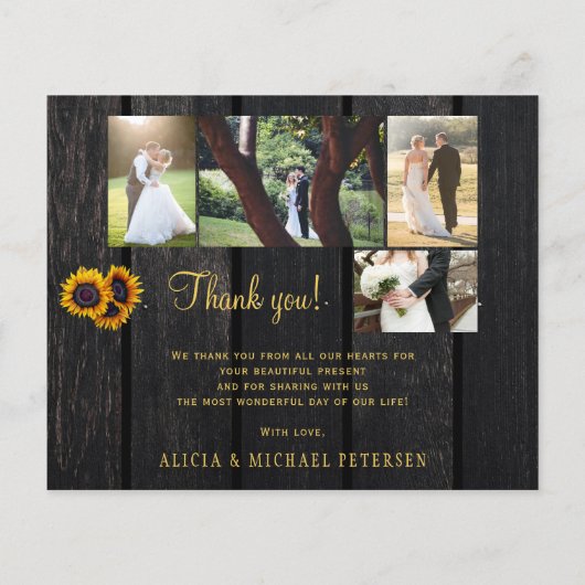 Budget rustige 5 fotocollage bruiloft bedankt (Achterkant)