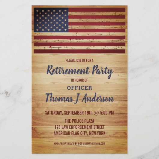 Budget Rustige American Flag Police Retirement Inv (Voorkant)