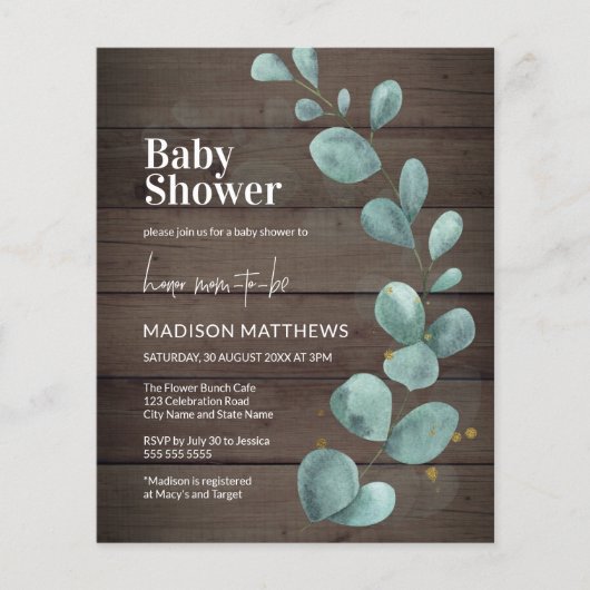 Budget Rustige Baby shower Eucalyptus Greenery (Voorkant)