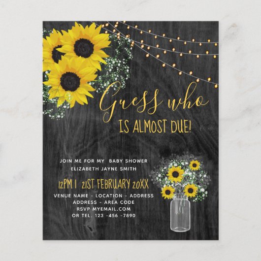 BUDGET Rustige Baby shower - Zonnebloemen (Voorkant)