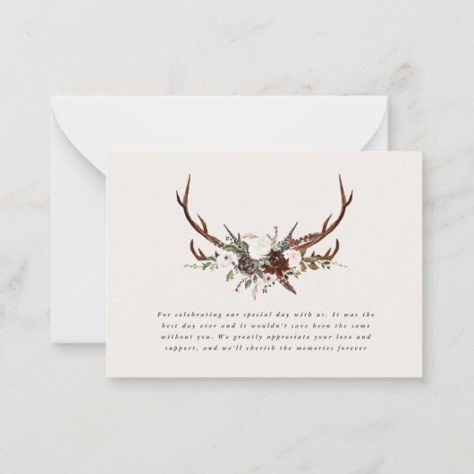 budget Rustige elegante bruiloft bedankt botanisch Notitiekaartje (Achterkant)