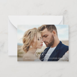 budget Rustige elegante bruiloft bedankt botanisch Notitiekaartje