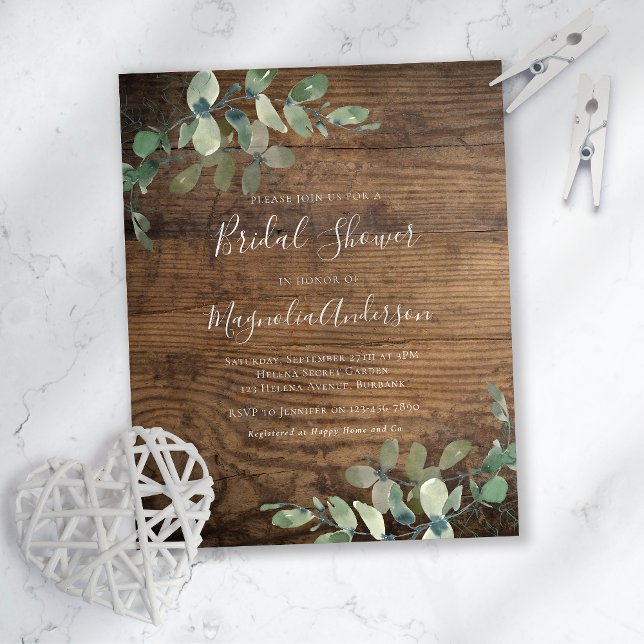 BUDGET Rustige Eucalyptus Bridal Shower Uitnodigin (Creator heeft geüpload)