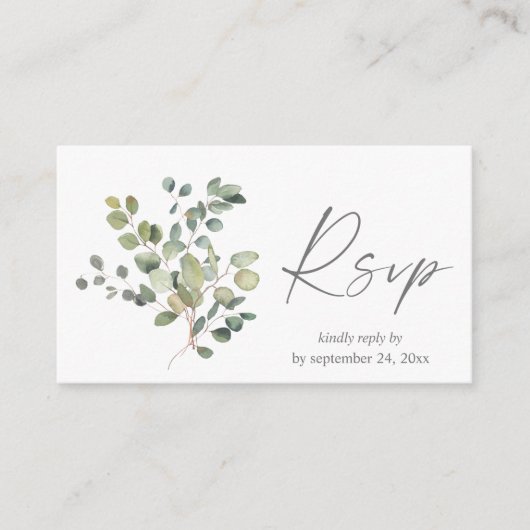 Budget Rustige Eucalyptus Duo 2SM Meal RSVP Informatiekaartje (Voorkant)