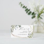 Budget Rustige Eucalyptus & Gold 2SM Meal RSVP Informatiekaartje (Staand voorkant)