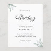 Budget Rustige Eucalyptus Leaves Wedding Uitnodigi Flyer (Voorkant)