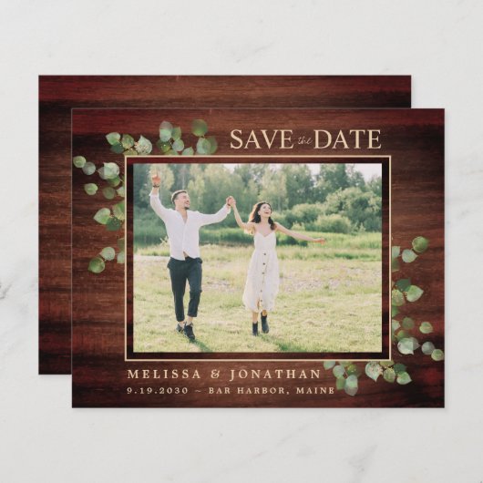 Budget Rustige Eucalyptus QR-code sparen de datum (Voorkant / Achterkant)