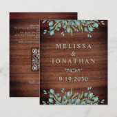 Budget Rustige Eucalyptus QR Code Wedding Uitnodig (Voorkant / Achterkant)