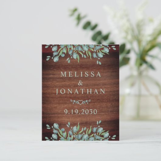 Budget Rustige Eucalyptus QR Code Wedding Uitnodig (Staand voorkant)