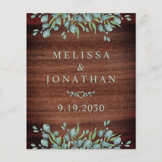 Budget Rustige Eucalyptus QR Code Wedding Uitnodig (Voorkant)