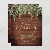 Budget Rustige Eucalyptus QR Code Wedding Uitnodig (Voorkant / Achterkant)