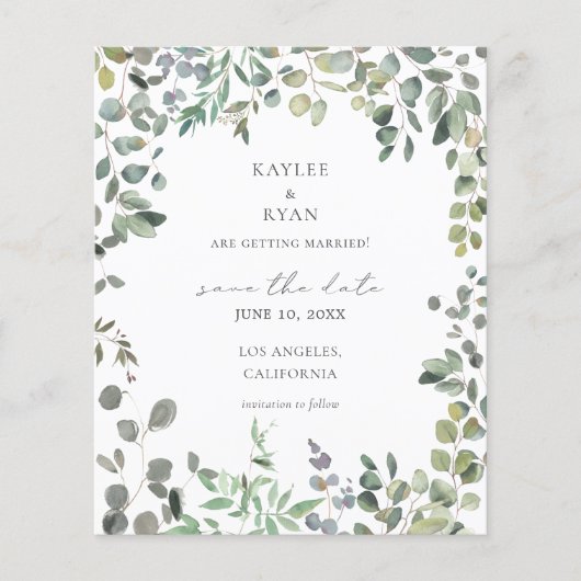 Budget Rustige Eucalyptus Sla de datum op Flyer (Voorkant)