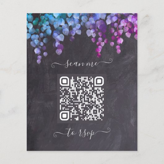 Budget Rustige Eucalyptus Slate QR Code Wedding In (Achterkant)