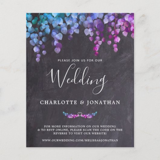 Budget Rustige Eucalyptus Slate QR Code Wedding In (Voorkant)